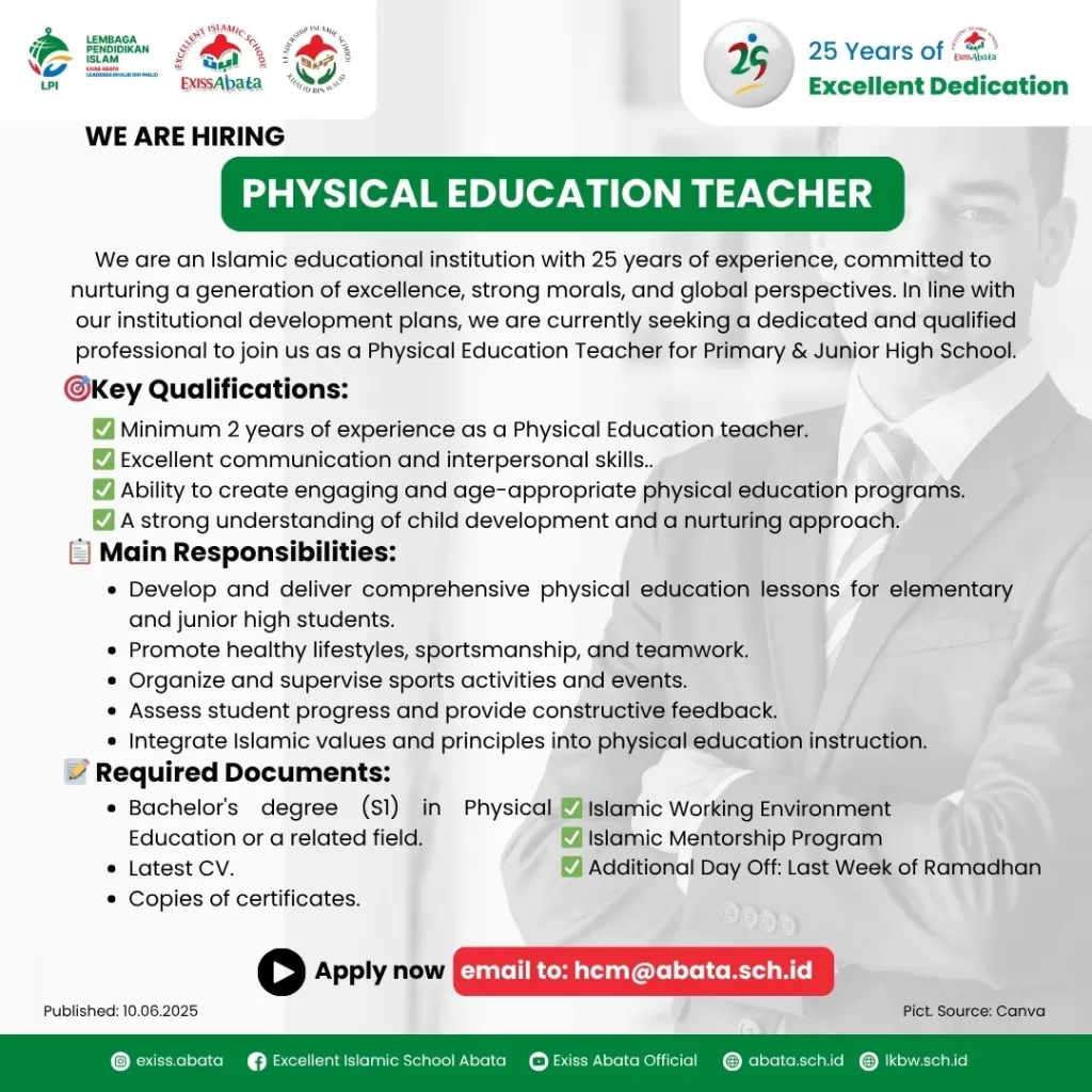 Lowongan Kerja di Excellent Islamic School (EXISS) ABATA